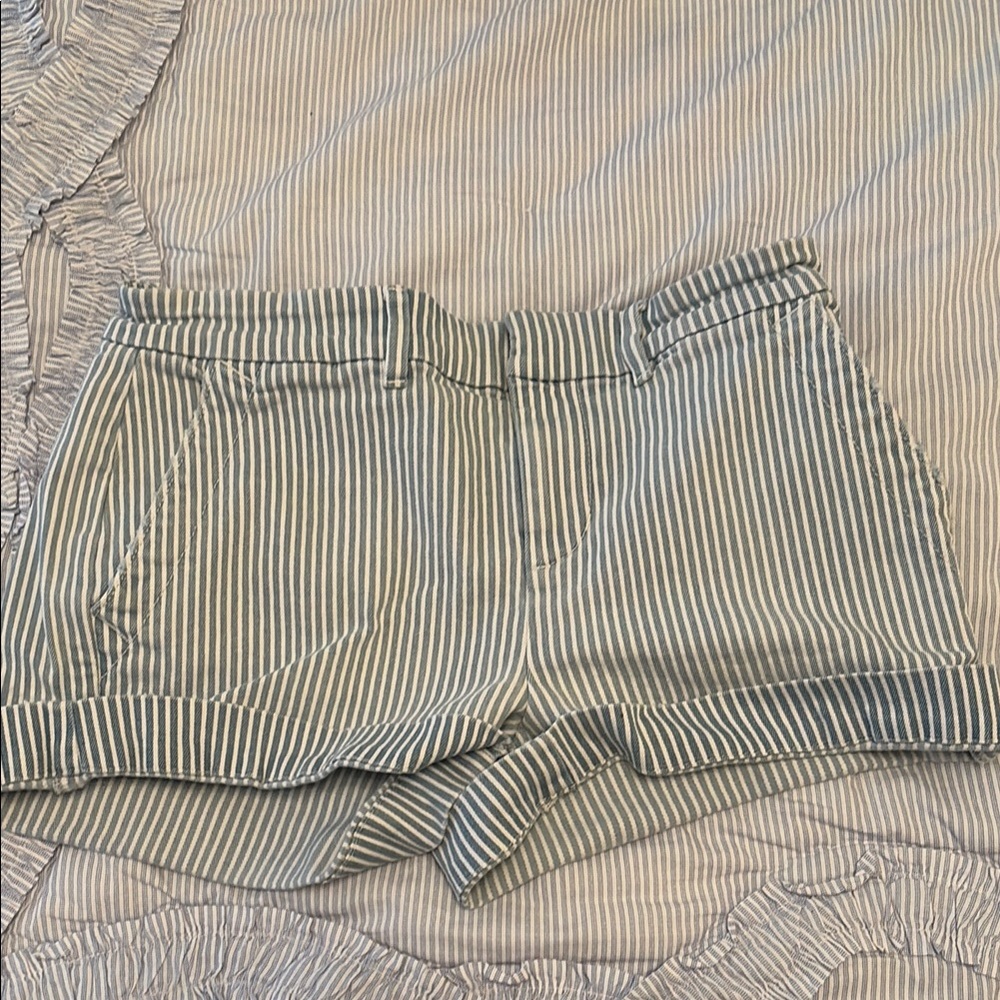 LOFT Blue and White Striped Women Shorts